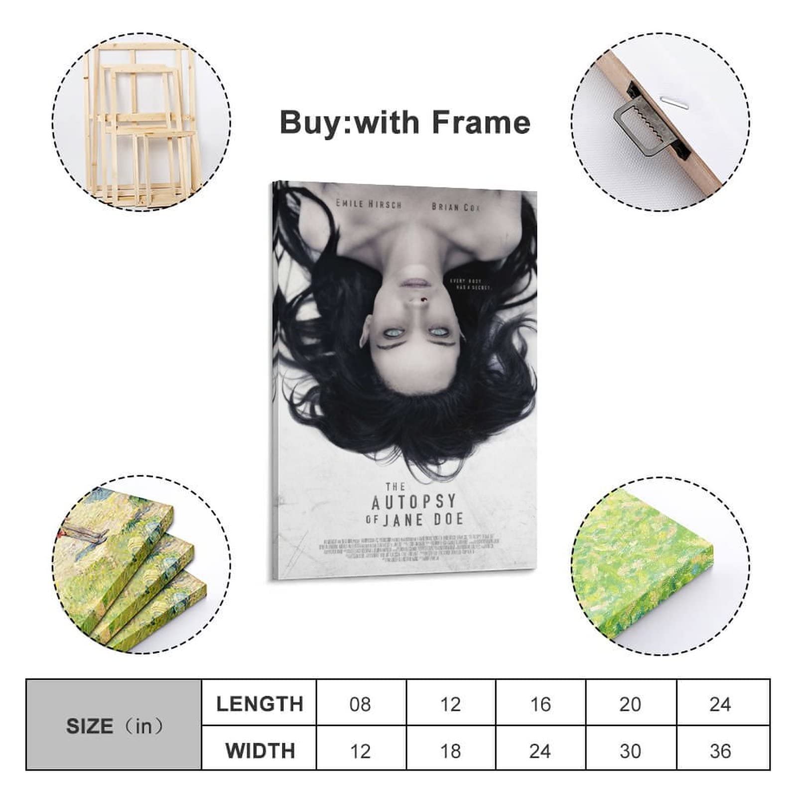 Póster de la película de terror The Autopsy Of Jane Doe de la película de terror Póster decorativo en lienzo para pared, para sala de estar, para dormitorio, 20 x 30 pulgadas (50 x 75 cm)