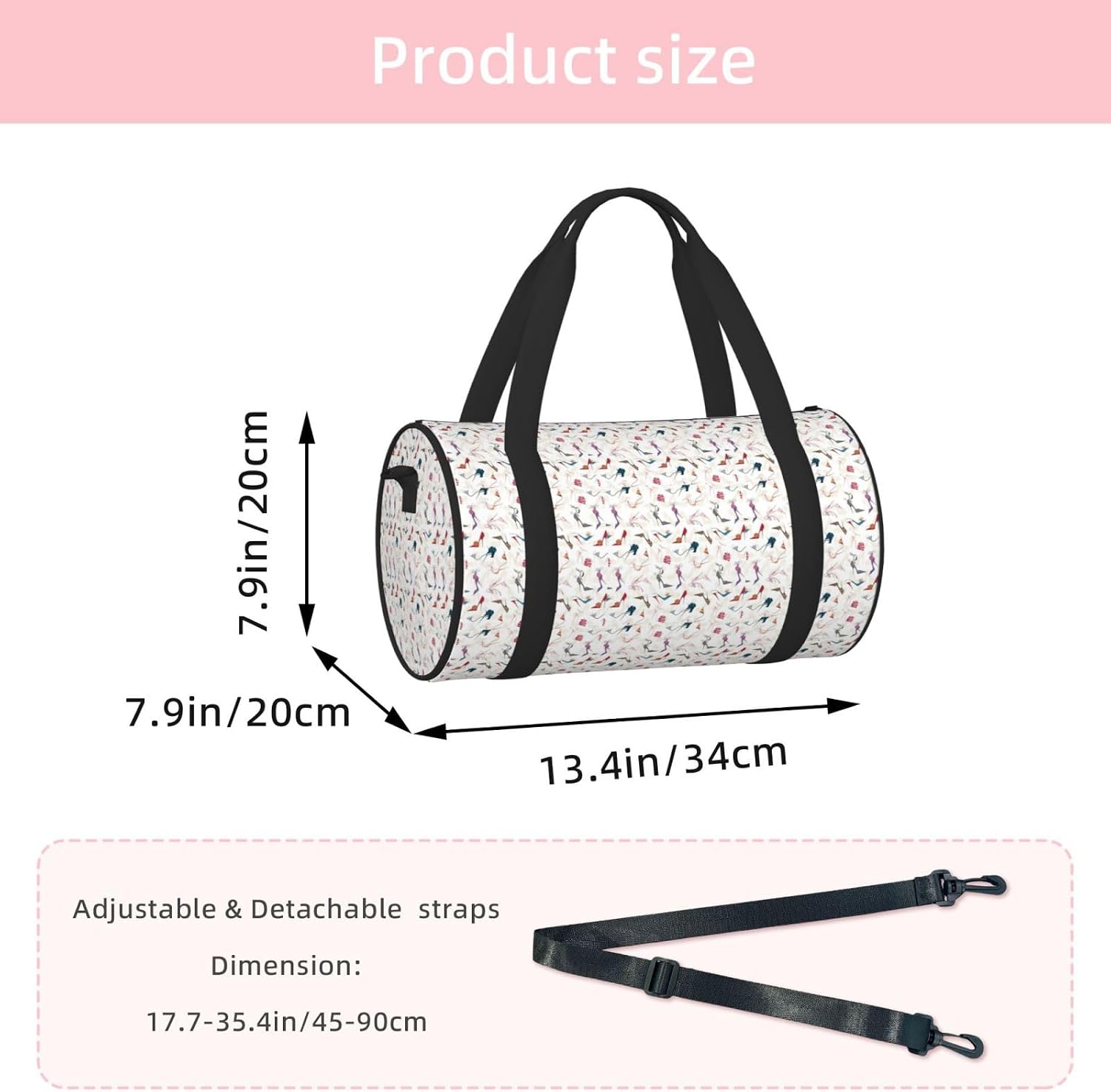 High Heel Shoes Print Sports Tote Bag Lightweight Water-Resistant Gym Backpack Travel Supplies