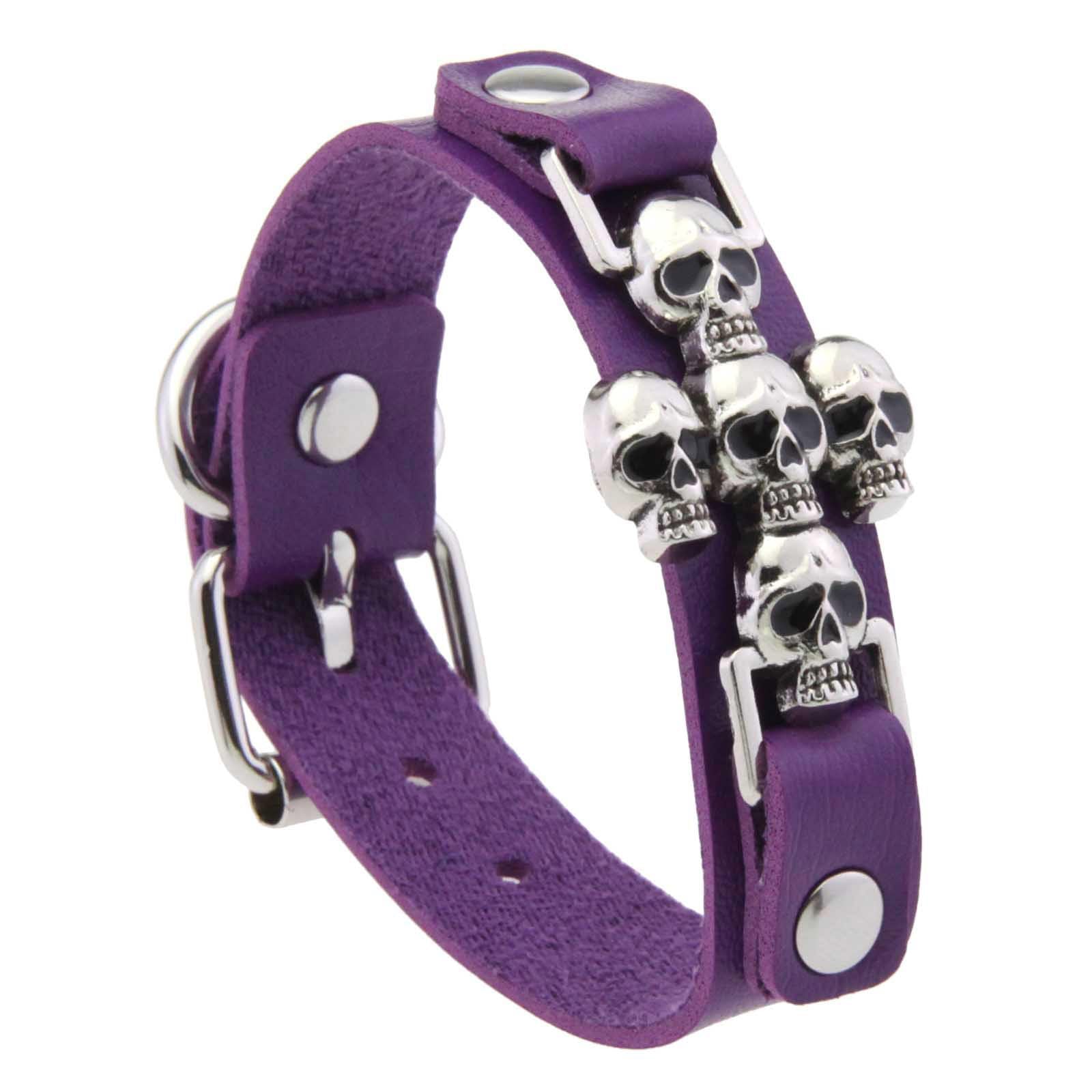 Maxtonser Punk Styles Crossed Skull Bracelet For Men And Women PU Leather Jewelry With Gothic Charm Design For Edgy Fashion Lovers