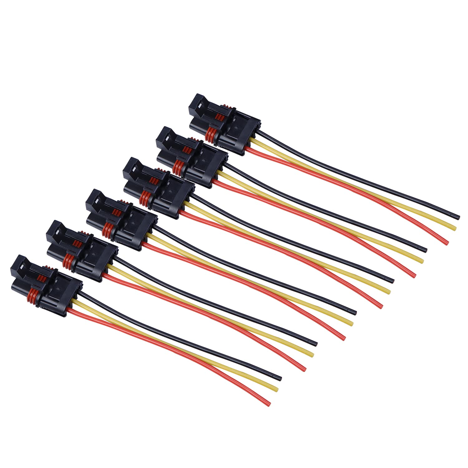 Pulse Power Plug Pigtail Connector Compatible with 2018 2019 2020 2021 2022 2023 2024 Polaris Ranger XP 1000/ RZR/Pro RS1 General Pulse Bus Bar Harness Pigtail Connector 6Pcs (Black Yellow Red)