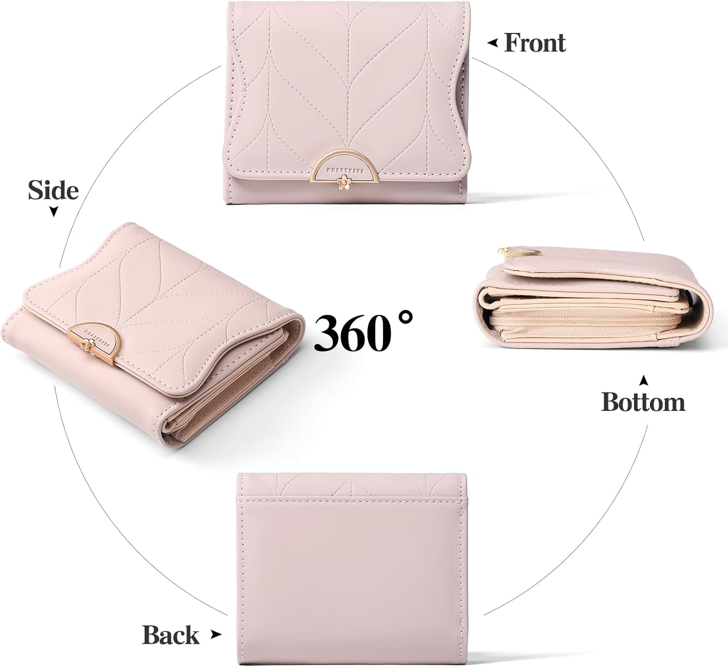 Leather Small Womens Wallet RFID Blocking Bifold Card Holder Cute Wallet for Woman with Zipper Coin Pocket - Image 7