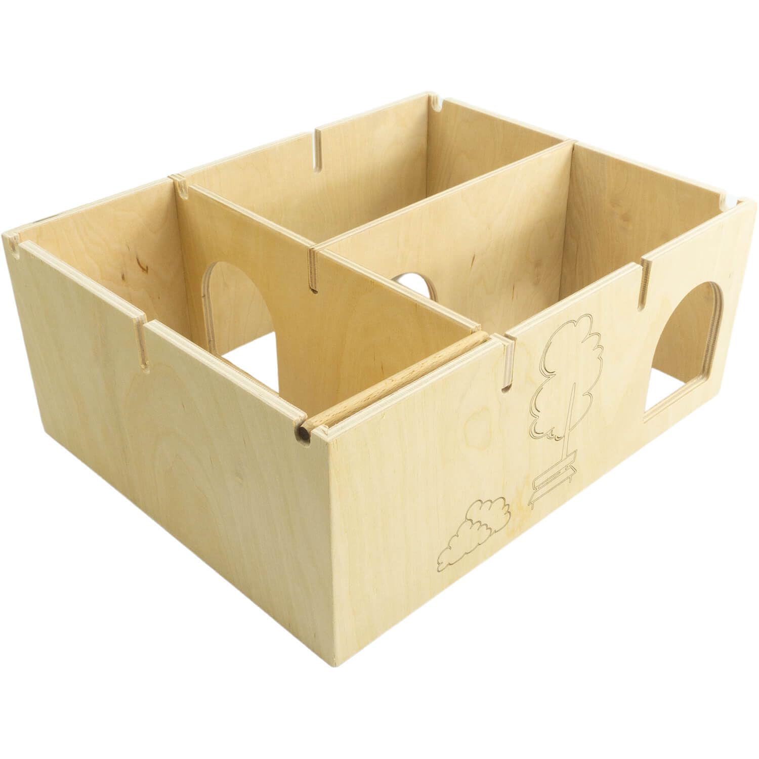 Getzoo Wohnhaus Eduardo - Individuell gestaltbares Kleintierheim aus robustem Multiplex Holz - Flexibles Design mit Leiter - Optimal für Nagetiere und Kleintiere (Eduardo)