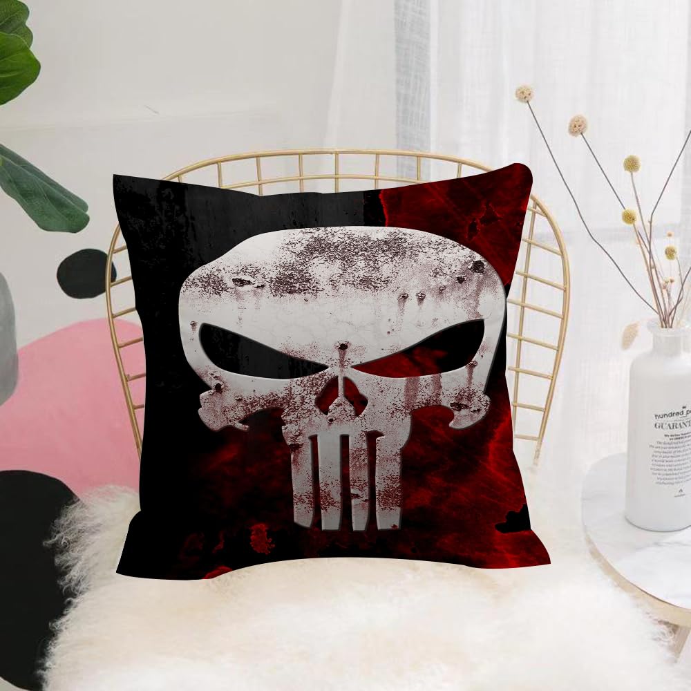 HYOSXW Cushion Cover,Throw Pillow Case Home Decorative for Living Room Bedroom Sofa Chair 16X16 Inch,Red and white angry skull neo thrash style - 3D Illustration,Pillowcase 40X40cm
