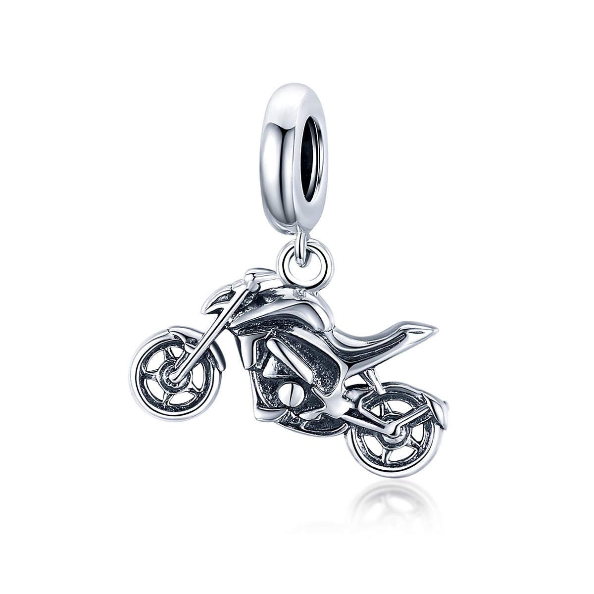 Breloque moto en argent sterling 925 pour bracelet original de 3 mm