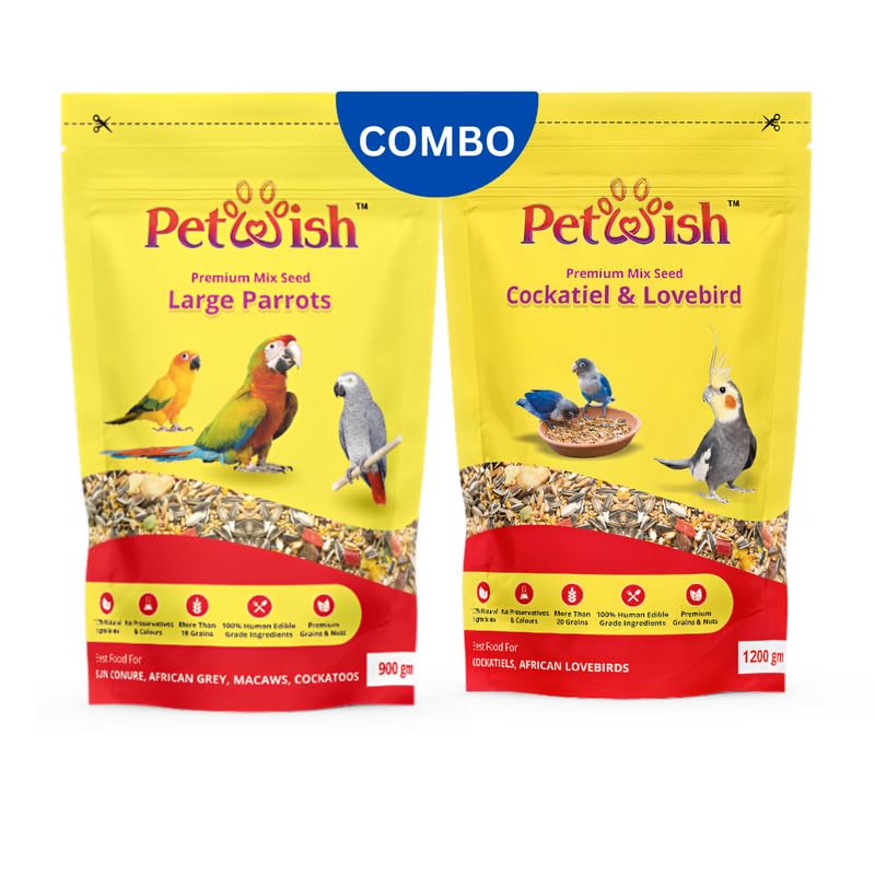 PETWISH Premium Birds Food Combo Pack for Large Parrot & Cockatiel/Lovebirds (900g/1200g) - Nutritious Seed Mixes for Avian Health (B0CMJ16SP1) Amazon Price History, Amazon Price Tracker