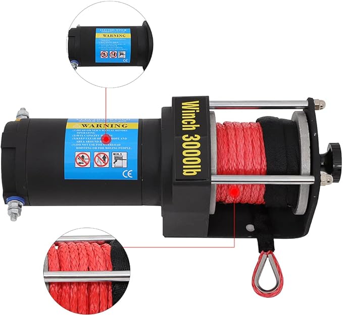Winche Eléctrico 3000 lb OCPTY 12V DC con Control Remoto Inalámbrico miniatura 3