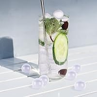 Vista 2 de Paquete de 100 cubitos de hielo reutilizables para bebidas, cubos de hielo de plástico transparente de forma redonda sin diluir sin BPA, cubos