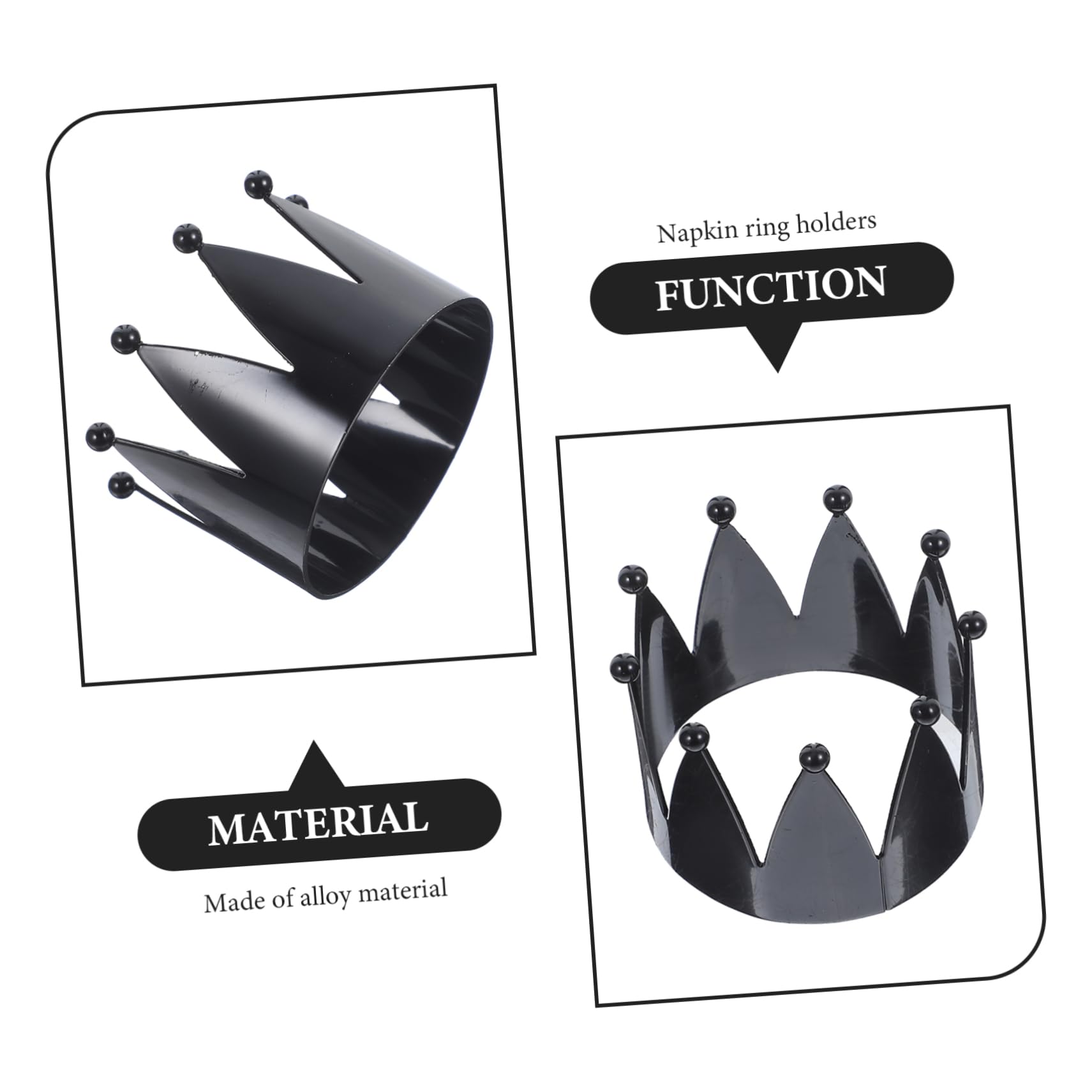OUNONA 5 Ensembles Boucle Serviette Thème Wapiti Officiel Fierté Porte-Serviettes À Manger Élégant Ronds Serviette Bling Thé pour Noir Alliage 4 Pièces * 5