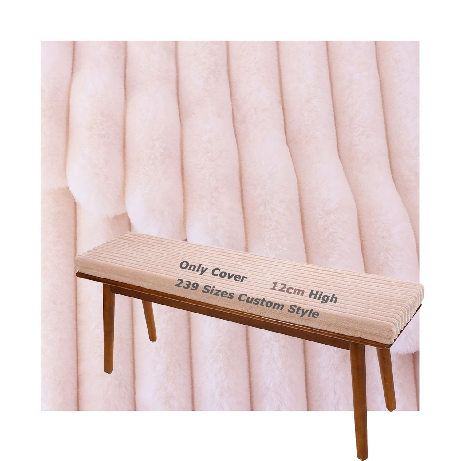 Miecoae Sofa Cushion Covers Large Bench Cover Only Cushions Indoor Garden For Outdoor Furniture Chair Pads Customise Replacement With Zipper 12cm-Height Plush Velvet Winter(160cmx35cm)