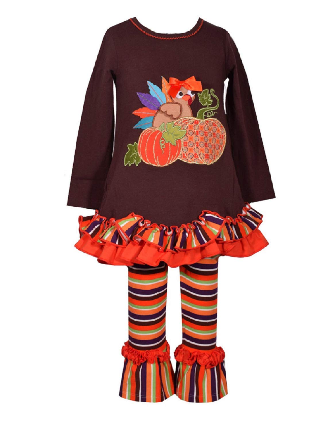 Bonnie Jean Holiday Party Girls Legging Sets Choose Style (3-6 Months, Brown)