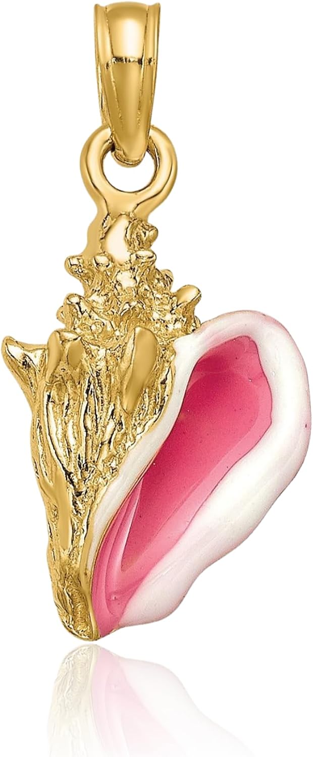 IceCarats 14K Solid Yellow Gold Conch Shell Necklace Chain Pendant Charm - Image 3