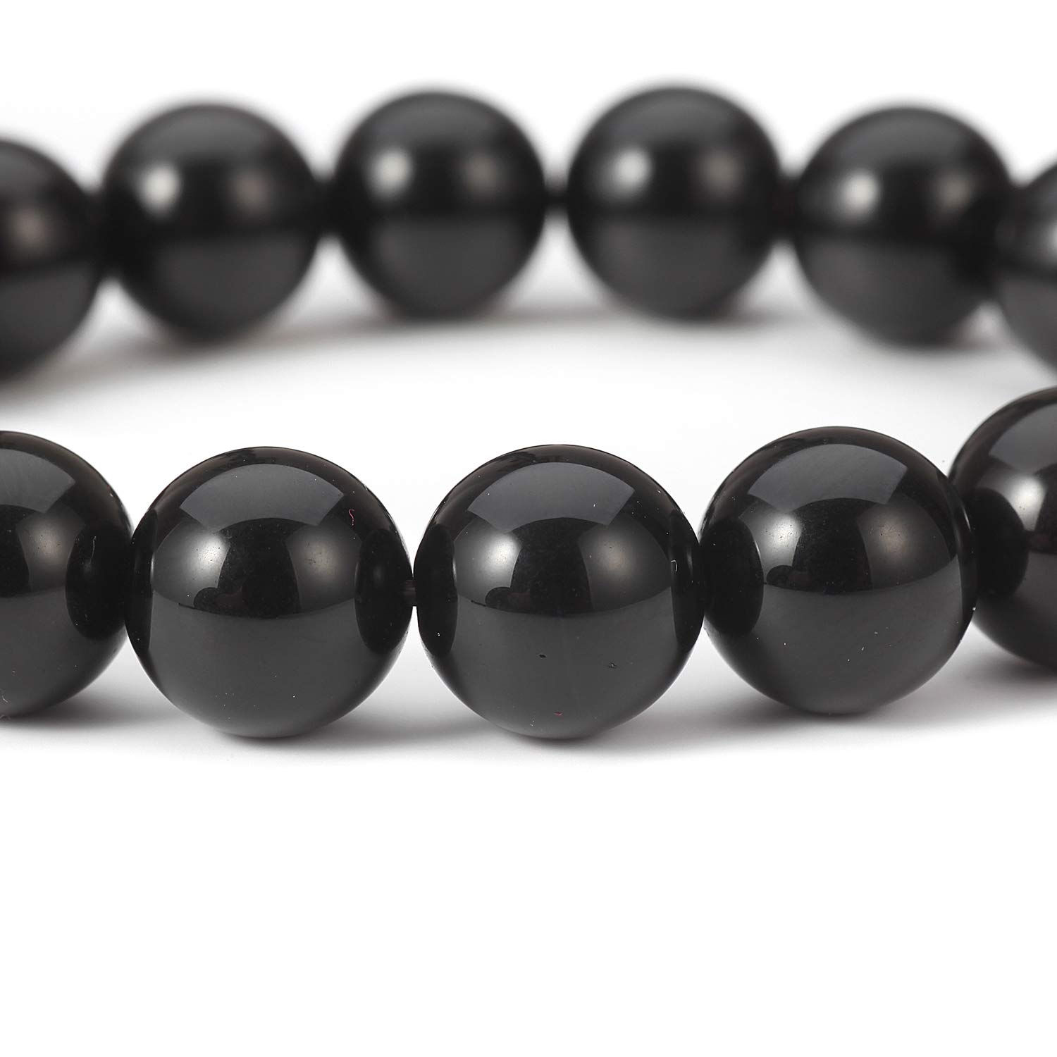 Image secondaire de Naturel Noir Obsidienne Bracelet 10 MM Tibétain Mala Perle Cristal Pierres Précieuses Bracelet pour Hommes Femme