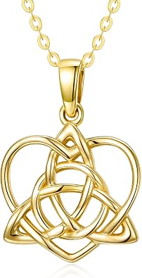 KECHO Gold Irish Celtic Necklace 10k Gold Vintage Triquetra Trinity Celtics Knot Pendant Necklace Jewelry Christmas Gifts for Women Mother Wife, 16"+ 1"+1"