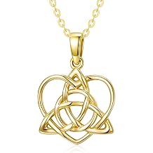 KECHO Gold Irish Celtic Necklace 10k Gold Vintage Triquetra Trinity Celtics Knot Pendant Necklace Jewelry Christmas Gifts for Women Mother Wife, 16"+ 1"+1"