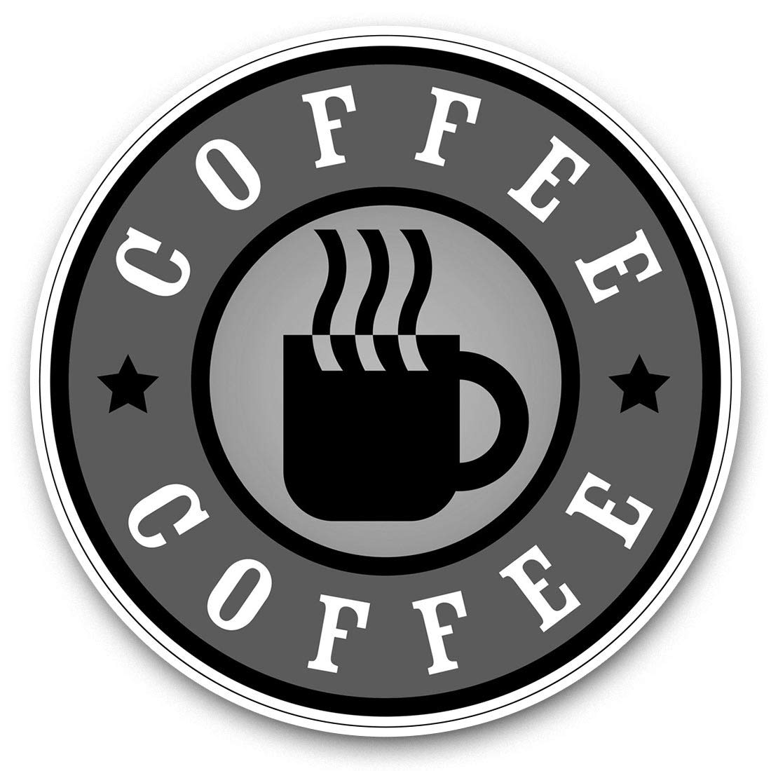 Destination Vinyl Ltd Bw Coffee Lover Logo Cup Cafe Barista 39934 2 X 7.5Cm Vinyl Stickers (Bw) - Coffee Lover Logo Cup Cafe Barista 39934