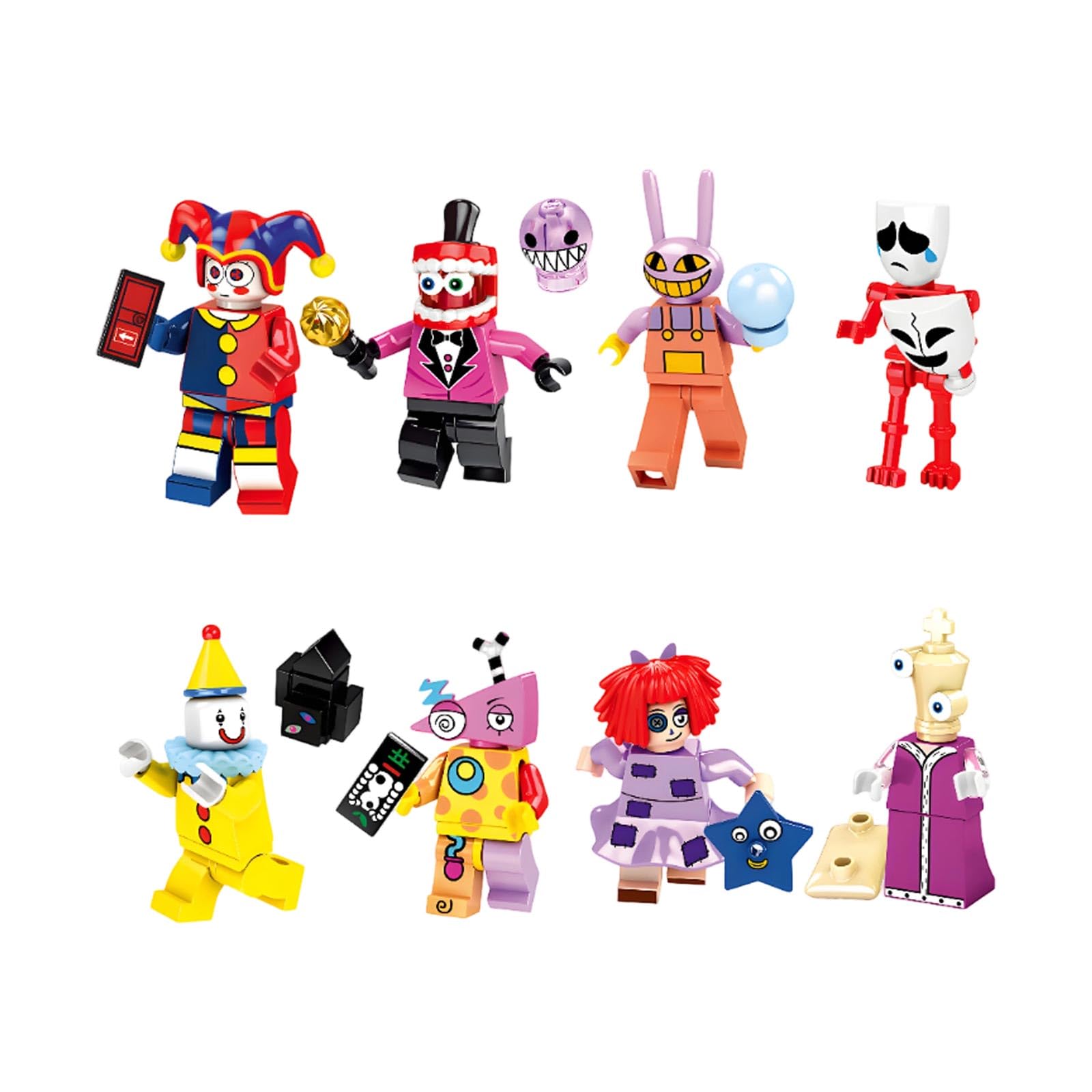 Amazing Circus Pomni Figure Building Blocks Anime Character Jax Funny Collectible Action Figures Circus Building Blocks Creative Desk Decorations Gifts for Fans