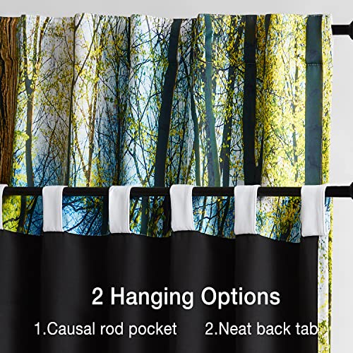 Forest Blackout Curtains 84Inch Green Tree Camouflage Curtains Full Scenery Window Curtain Drapes Jungle Wild Nature Landscape Botanical Print Curtain Panels For Living Room Bedroom 50"W 2 Pcs #TOP3