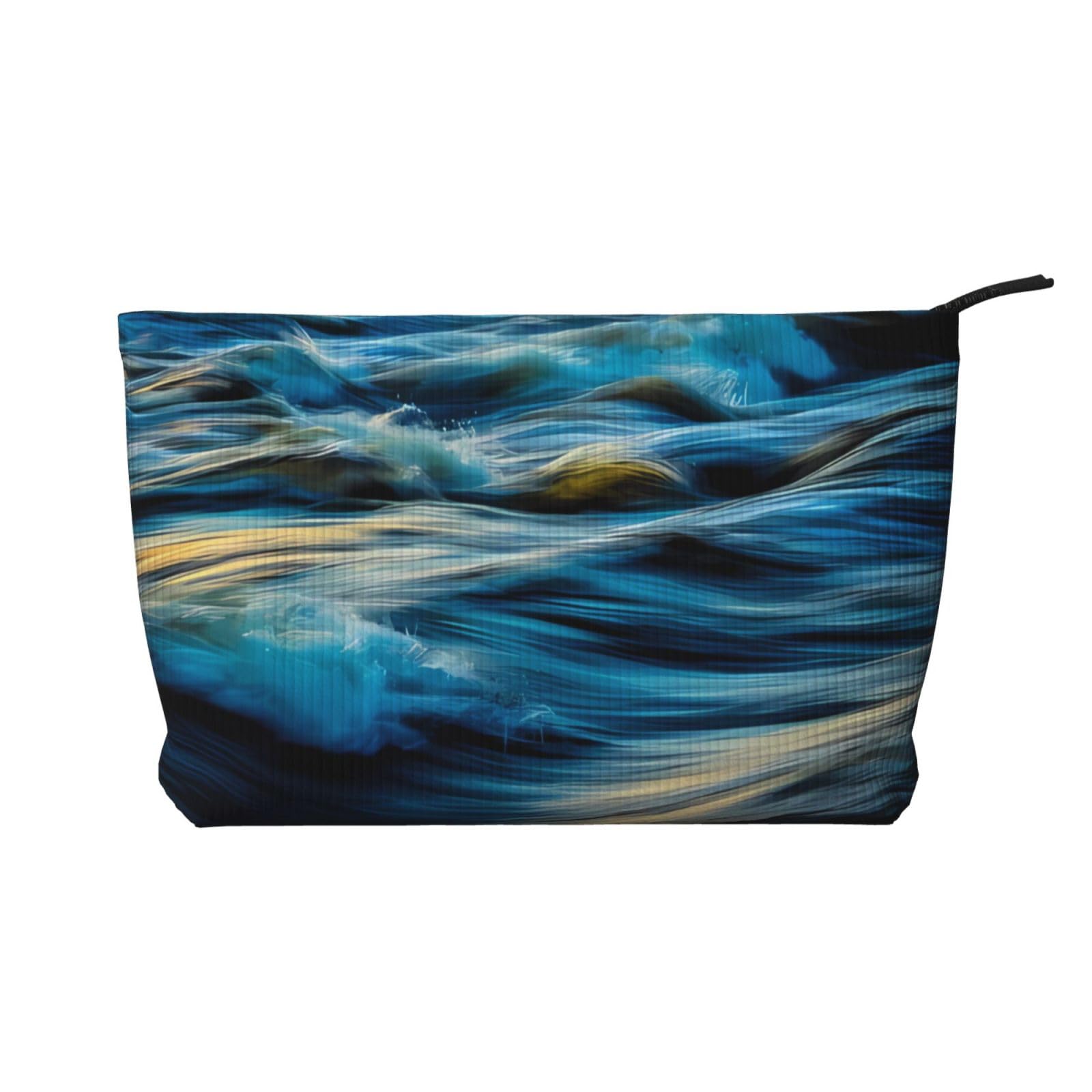 Dawn Waves Zipper Closure Corduroy Makeup Bag Multifunctional Organizer 22x7x17cm for Travel Camping Vacation Fitness