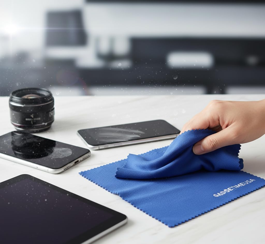 Gadgetime USA Crystal Clear Reusable Microfiber Cloth – Ultra-Soft, Washable & Durable Blue Wipes for Glasses, Screens, Phones, Mirrors, Lenses & Jewelry image 3