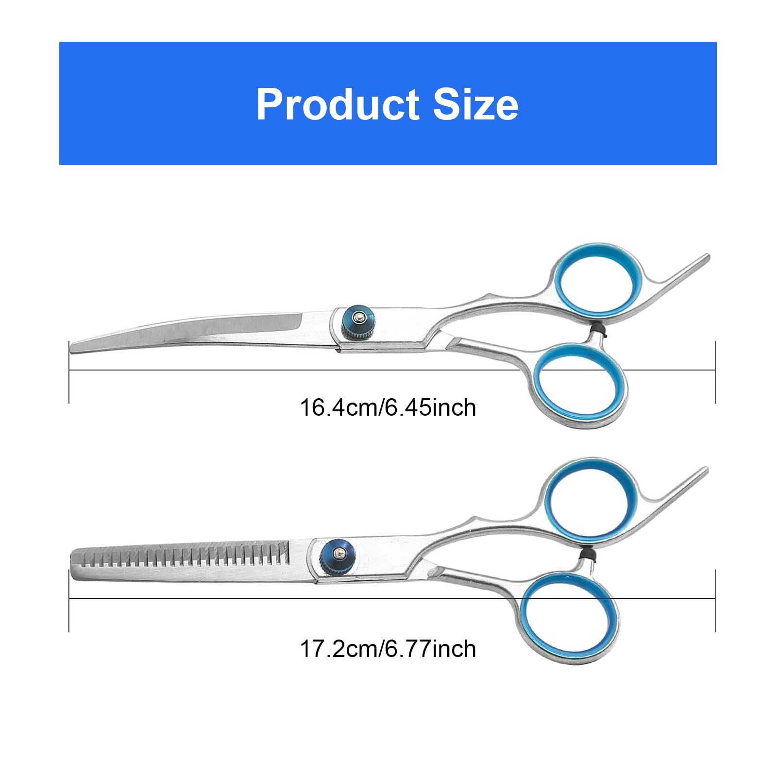 Dog Grooming Scissors Set - ShiningUU 2Pcs Stainless Steel Pet Hair Cutting Scissors with Safety Rounded Tips - Image 2