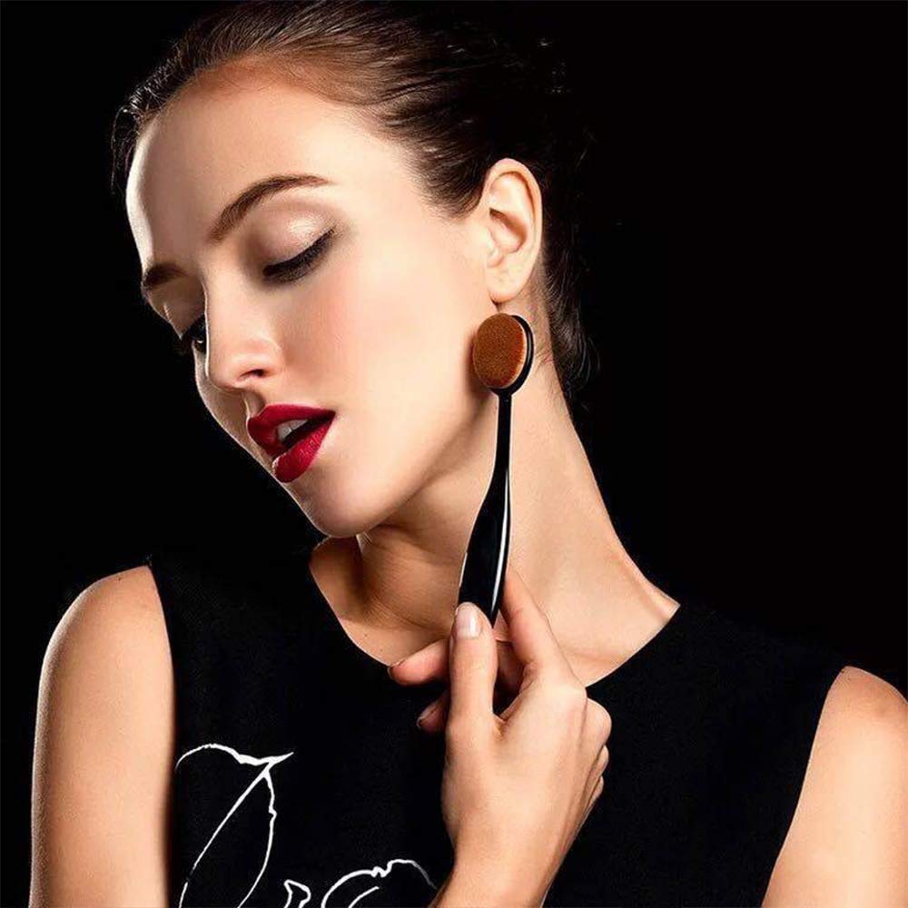 MAYU Black Ink Blending Oval Makeup Brush for Broad Application - 6pcs 2