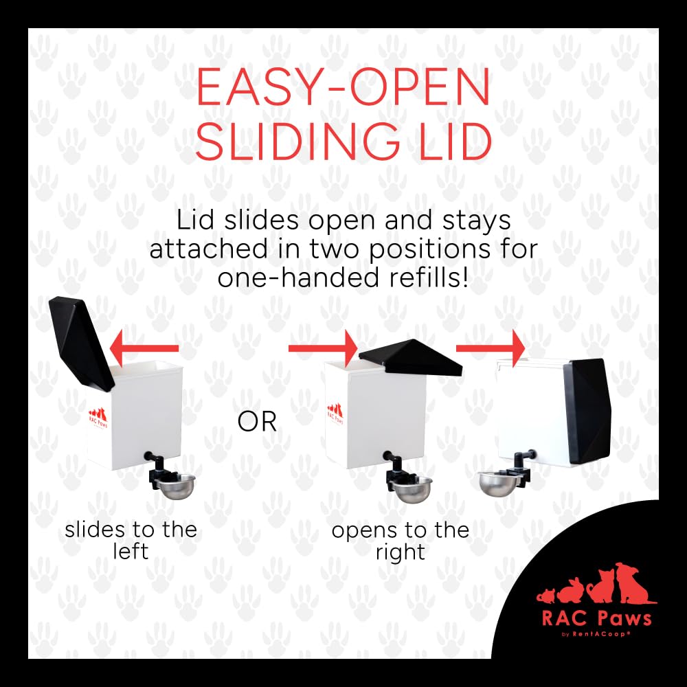 RAC Paws by RentACoop 64oz(2L) Small Animal Drinker with Auto-Fill Metal Cup - Suitable for Small Pets, Bunnies, Hamsters, Guinea Pigs, Rabbits, Chinchillas, Mice and Rats