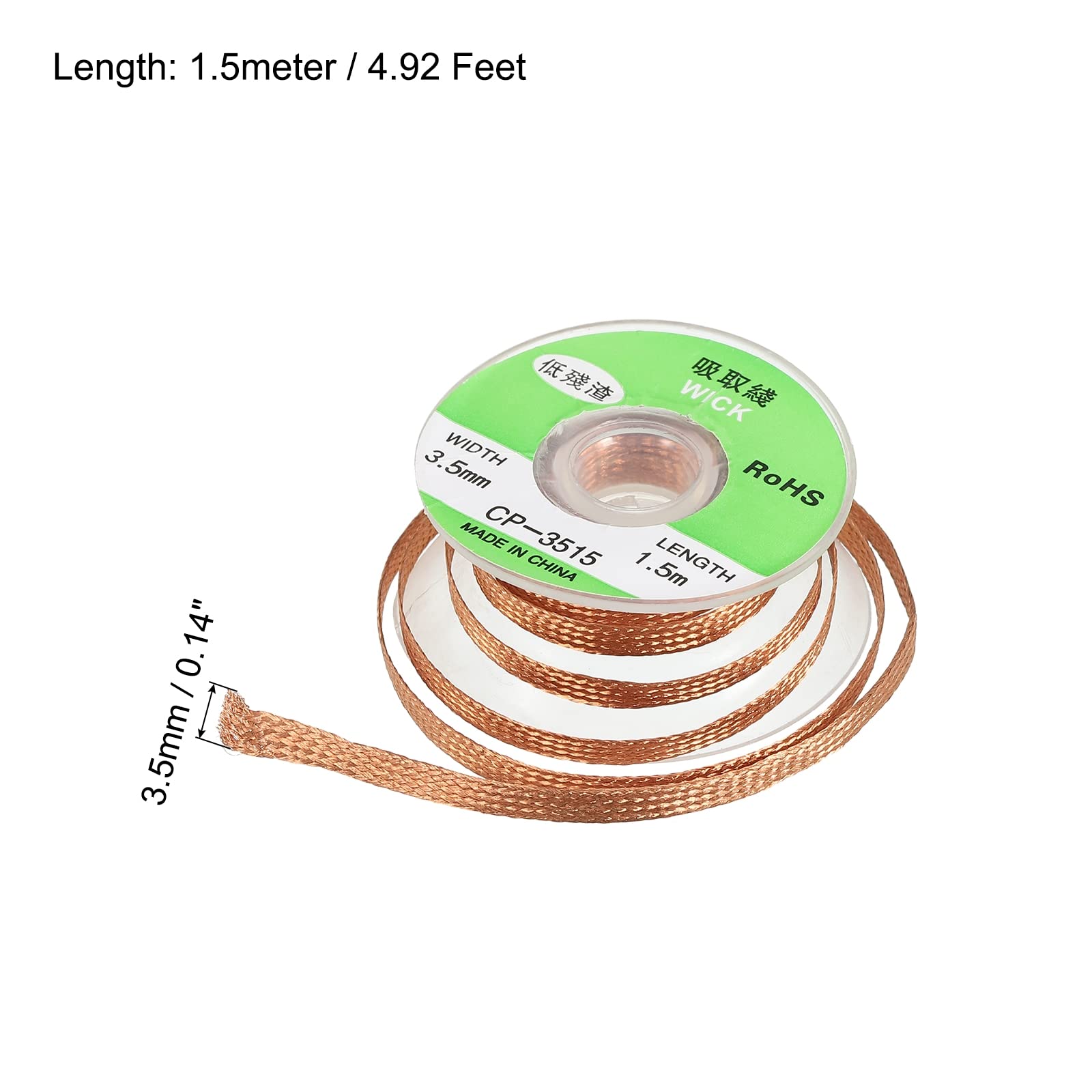 SOLDER WICK BRAID No-Clean Desoldering Braid 0.12 Inch X 5 Feet 5 Pack - View #3