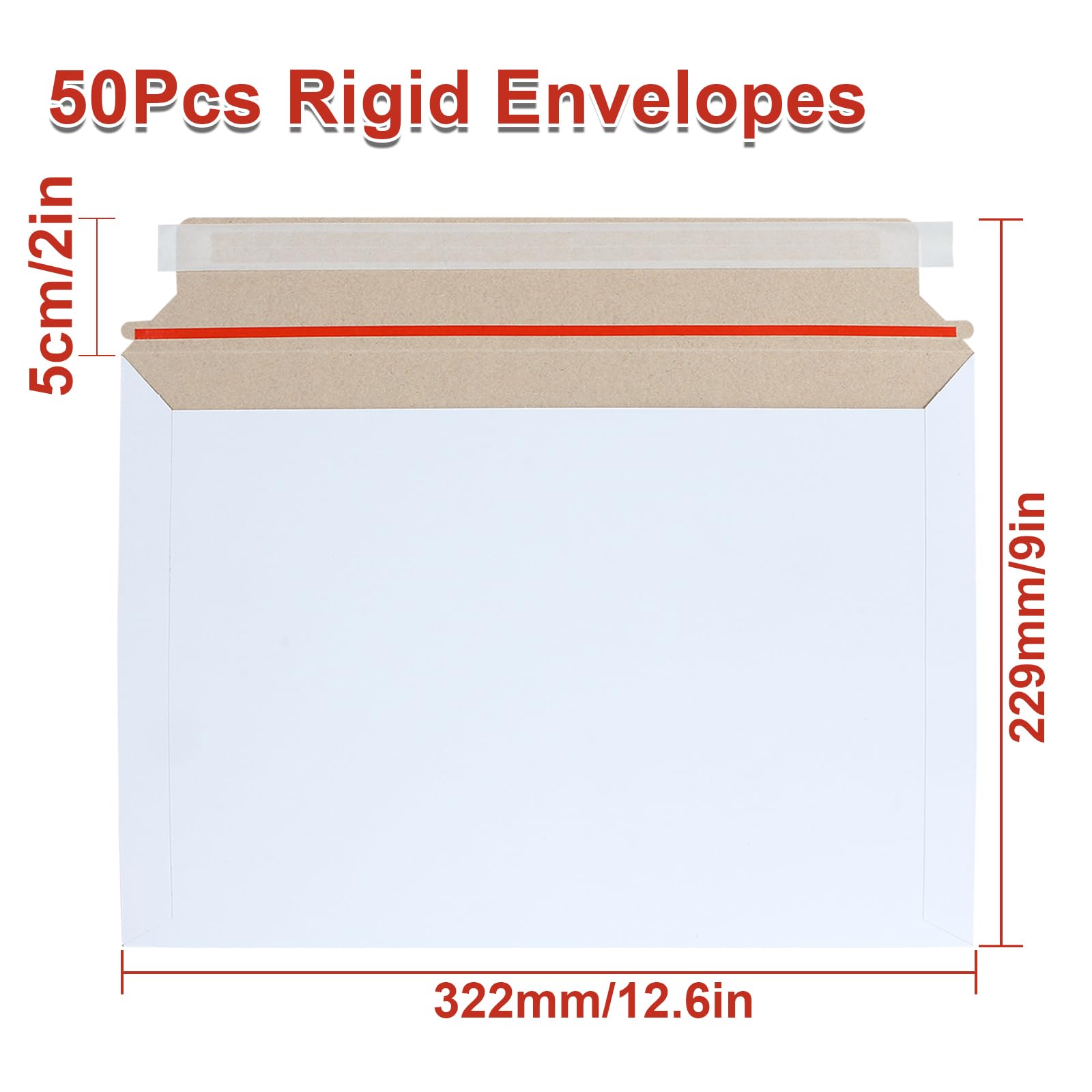 Lot de 50 enveloppes blanches A4 à décoller et à fermer - Enveloppes rembourrées en carton 250 g/m² pour envoi postal