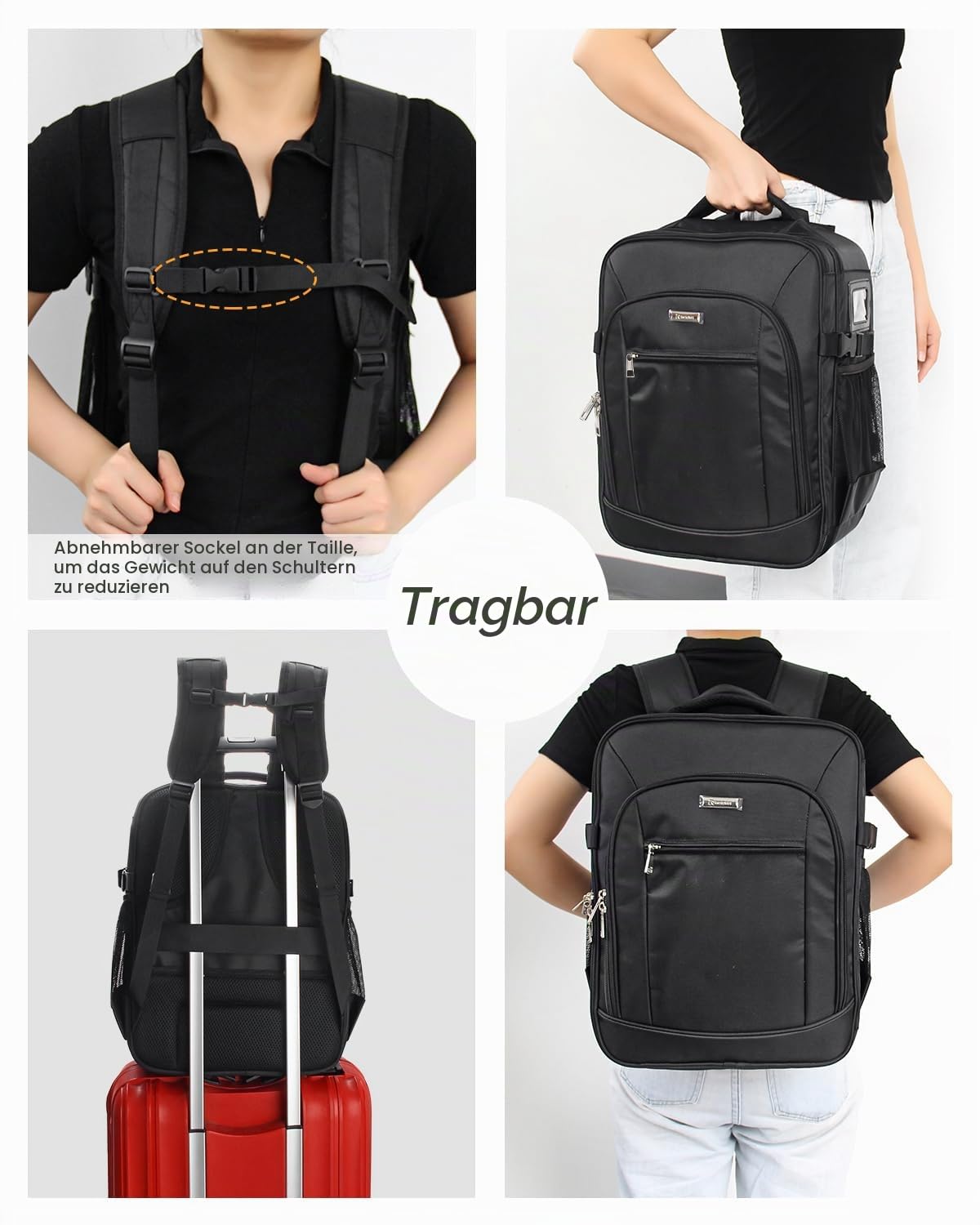 Kosmetikkoffer Rucksack Extra Großer Beautycase Professionelle Reise Make-up Tasche für Frauen Schminkkoffer Speicher Organizer für Make-up Künstler 3-Schicht, mit 4 Kleine Kosmetische Schminktasche