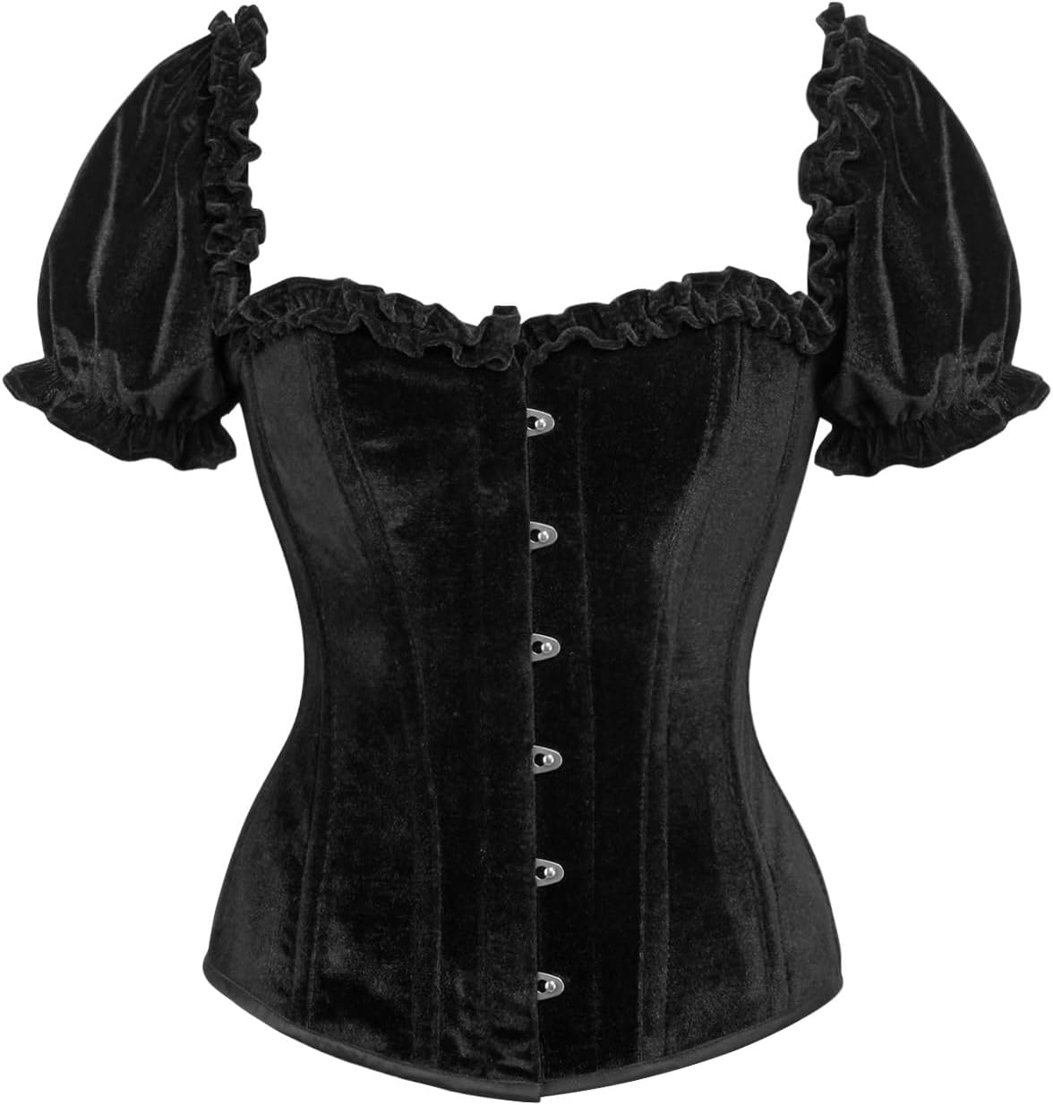 Daisy corsets womens Daisy Corsets Top Drawer Steel Boned Black Velvet Overbust Corset W/Sleeves