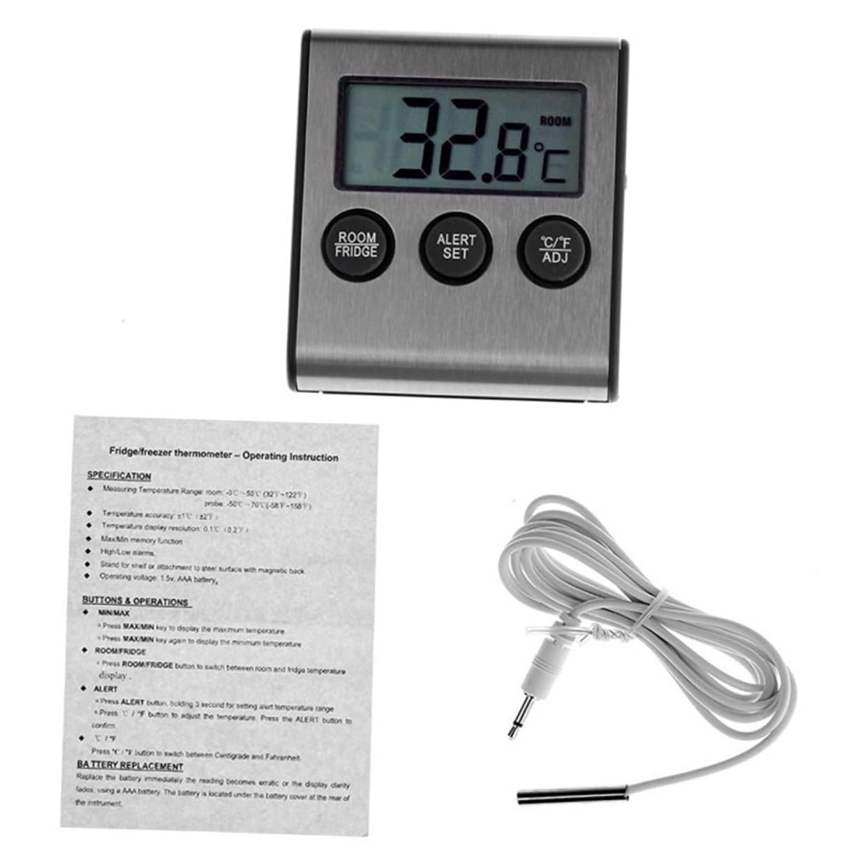 Termómetro digital para refrigerador PRETYZOOM para medir temperatura interna con LED 8