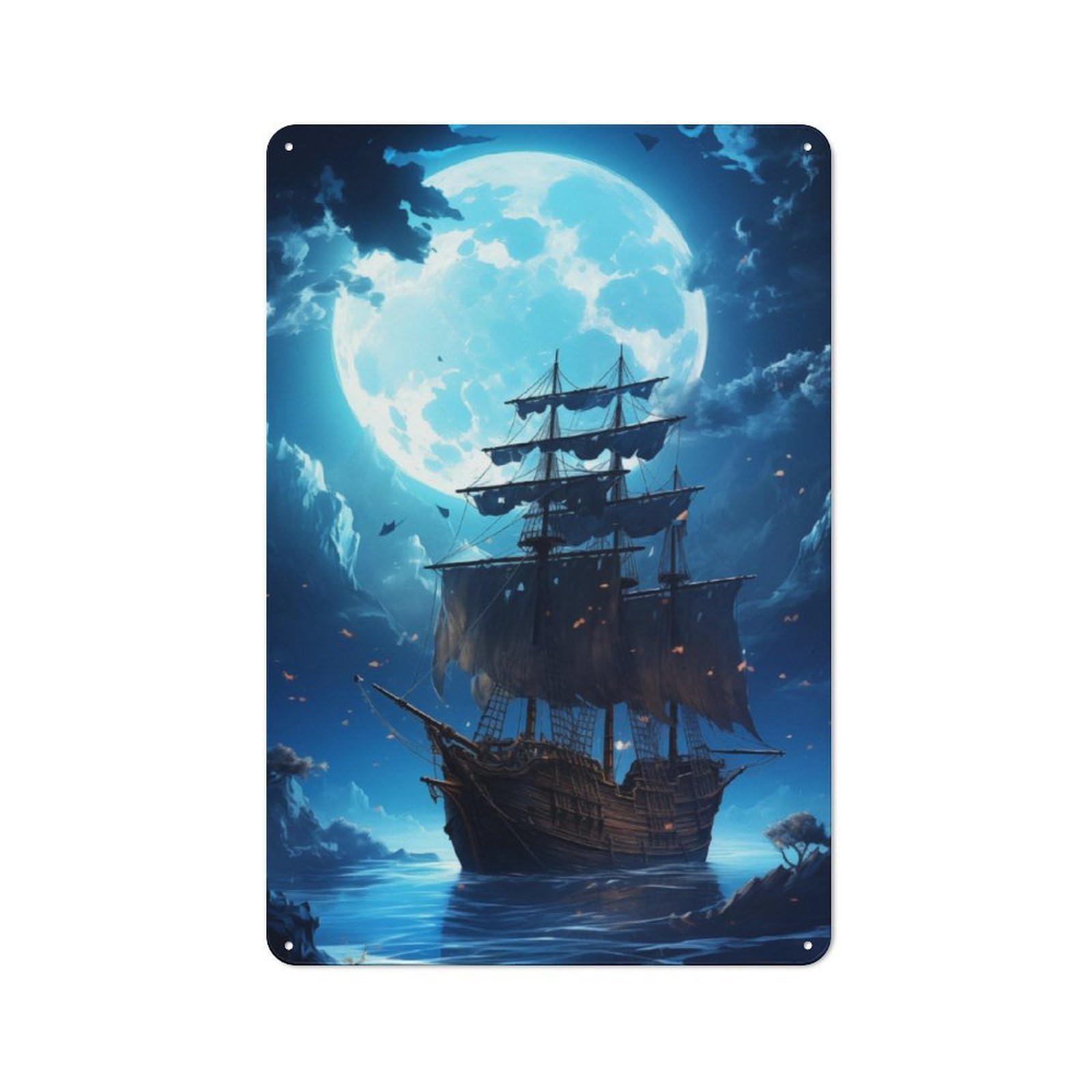 Junmoney Pirate Ship 01 30X20cm Vintage Metal Plaque With For Garage Or Workshop, A Christmas Gift For People Styling Garage And Workshop
