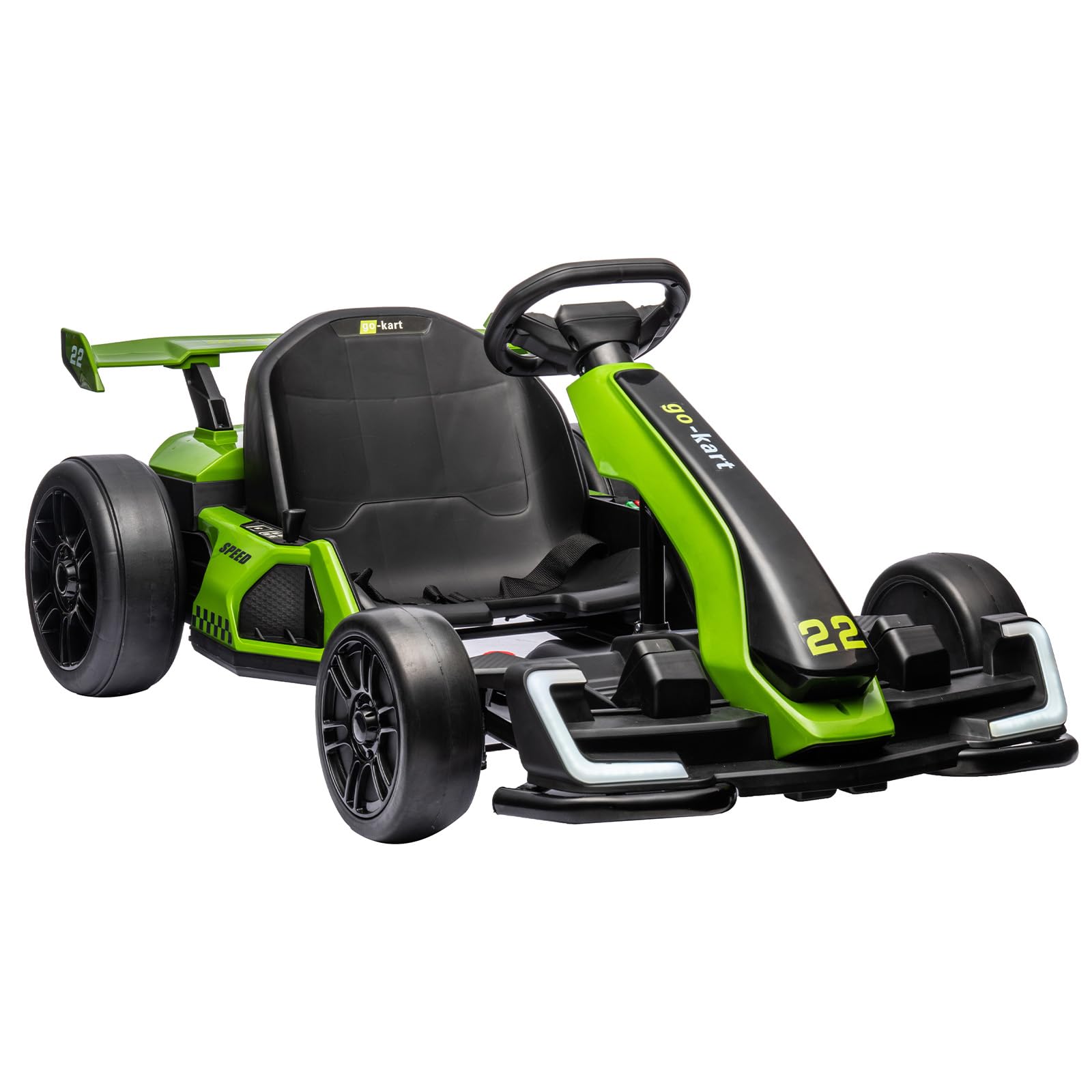 24V Kids Go Kart,300W Powerful Electric Drift Kart Car with Adjustable Seat,IDE On Toy with 4 Speed Mode,Big Battery, Drift/Sports Mode, Eva Tire, Brake Pedal for Age 6-12,Green
