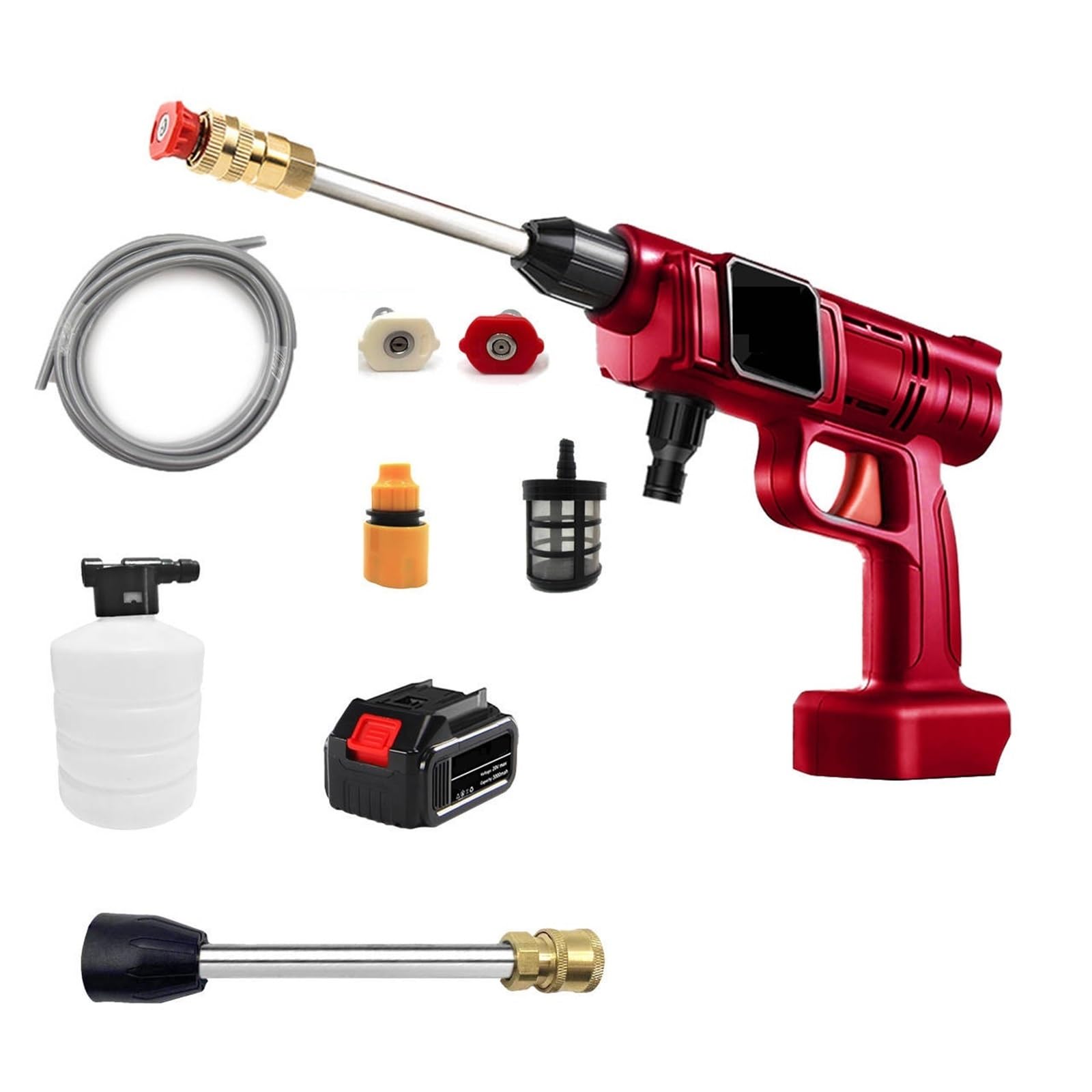 Lavadora De Coche Alta Presión Inalámbrica, Pistola Agua Pulverizada, Limpiador Lavado Portátil, Máquina Limpieza For Batería 18V Potente Chorro A PresióN