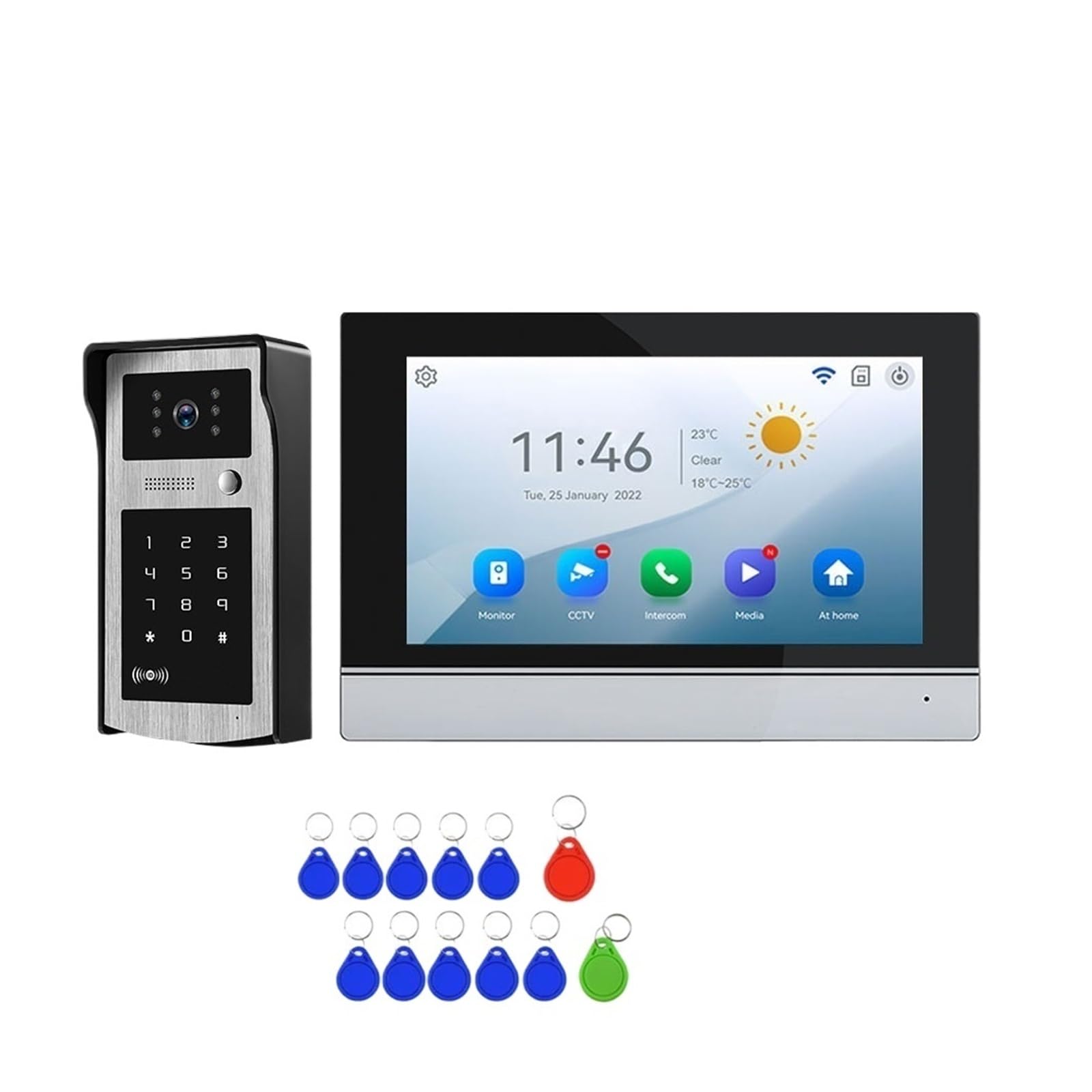 HVSYVVSRL Wifi 7 Inch Touch Screen Video Intercom Kit For Family HD DoorPhone Password/APP Unlock Doorbell Camera Two Way Audio(7inch Not TF Card)
