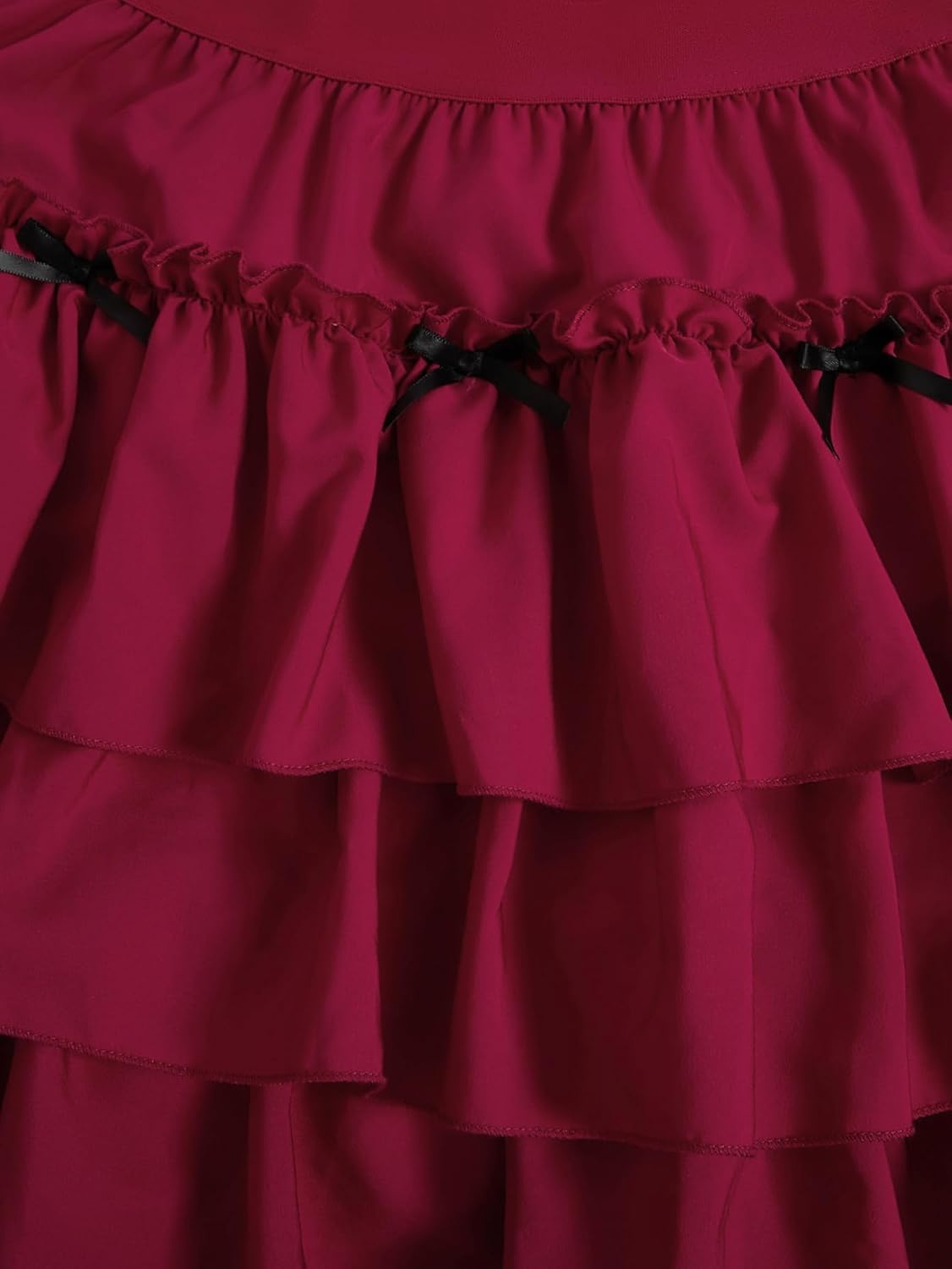 Verdusa Women's Y2K Ruffle Hem Elastic Waist Tiered Layered Flowy Bow Tie Mini Skirts