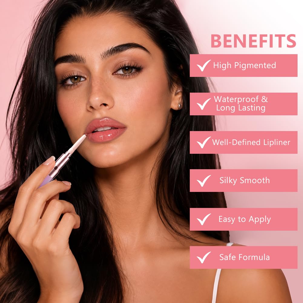 Lip Liner Stain, konturówka do ust 2 w 1 i błyszczyk do ust z dwoma końcówkami, wodoodporna plama do ust Peel Off Finish o wysokiej pigmentacji i gładkości, konturowanie, do wszystkich rodzajów