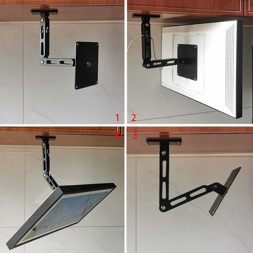 ATOPHK Under-Cabinet & Ceiling Mount for Echo Show 15, Aluminum Multi-Angle Stand, 360° Rotation, Vertical/Horizontal Adjustable (Black)