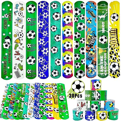 Acuiwer Slap Bracelet 30 PCS Football Slap Wrist Bands Bulk for Kids Party Bag Fillers Party Supplies Flavors Gift for Girls Boys Birthday Christmas (Football-6)