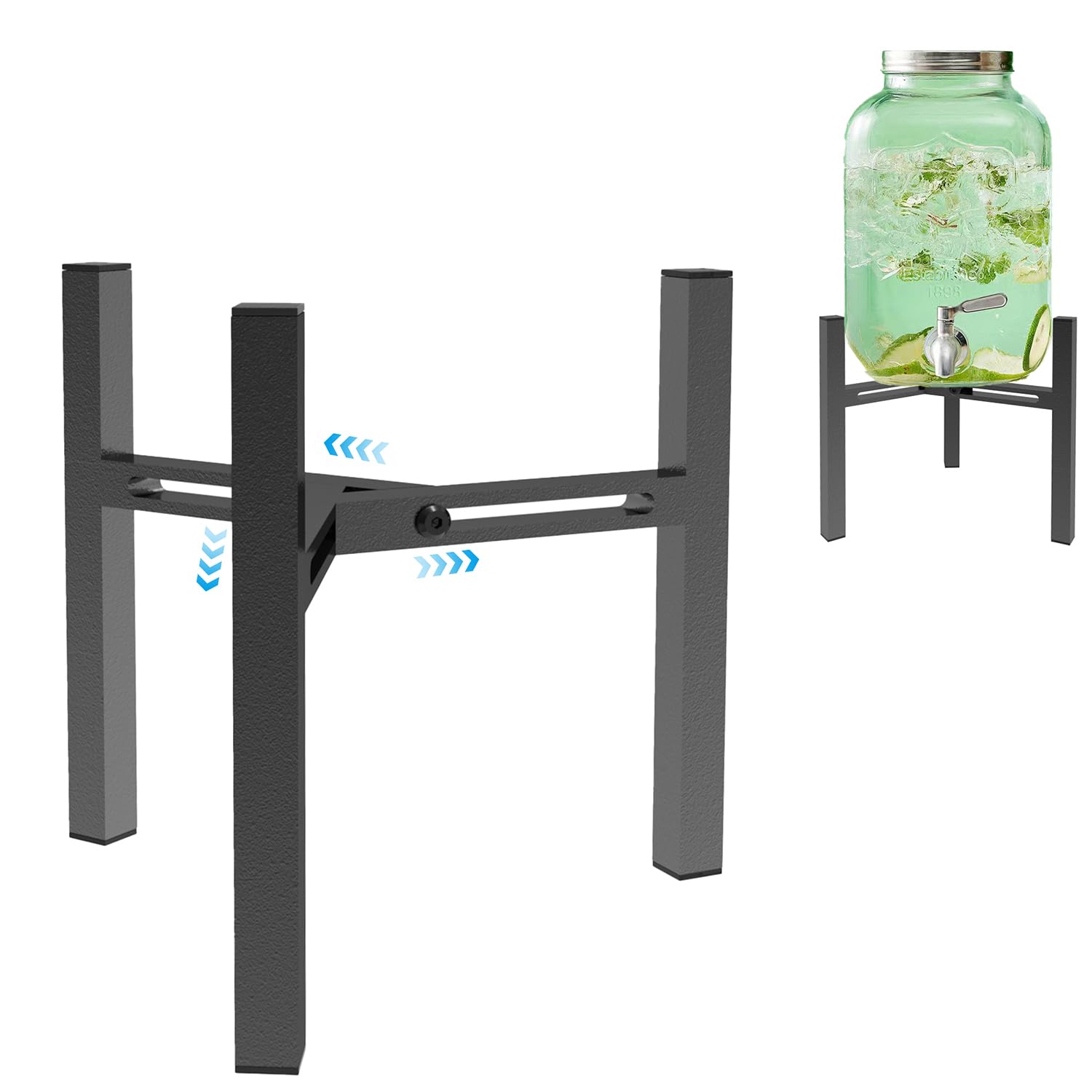 Photo 1 of ***Missing Hardware***Drawinsage Adjustable Metal Drink Dispenser Stand Holder for 1-1.5 Gallon, Stable Beverage-Dispenser Stand for Indoor Outdoor (Without Drink Dispensers) (Midnight Black)