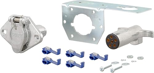 CURT 58093 Conectores de mazo de cables redondos de 6 pines para el lado del vehículo y del remolque