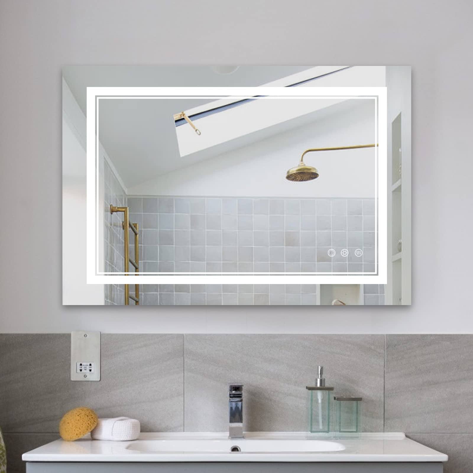 Maxax 40x24 LED Bathroom Mirror for Vanity Light Wall-Mounted Vanity Mirrors Lighted Mirror,led Bathroom Vanity Mirror Backlit Mirror Bathroom Lighted Mirror Dimmable,CRI90+Anti-Fog,IP54 Waterproof