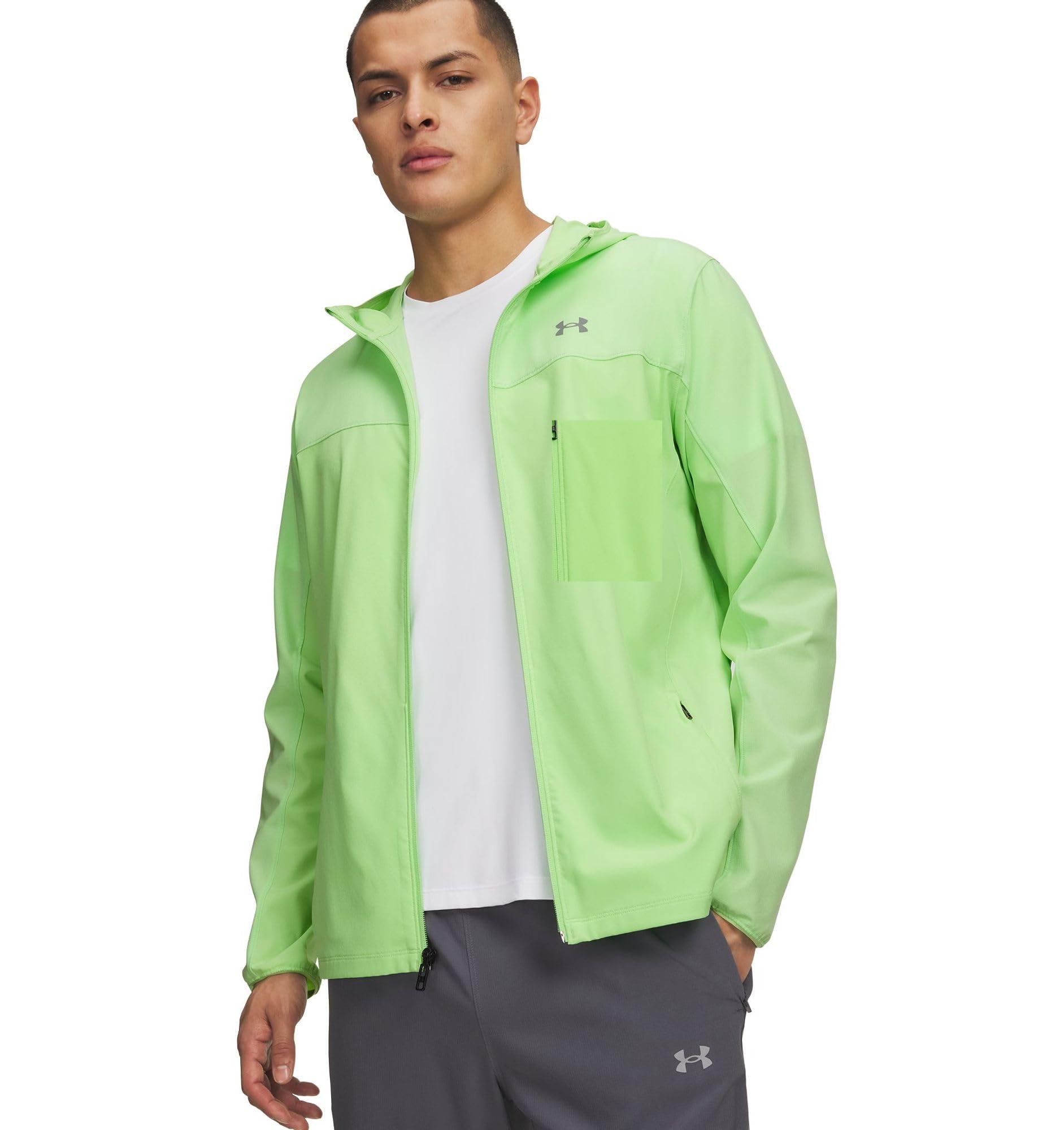 Under Armour Velociti Pro Storm męska kurtka do biegania, neonowa zieleń - lumoslime/reflective L