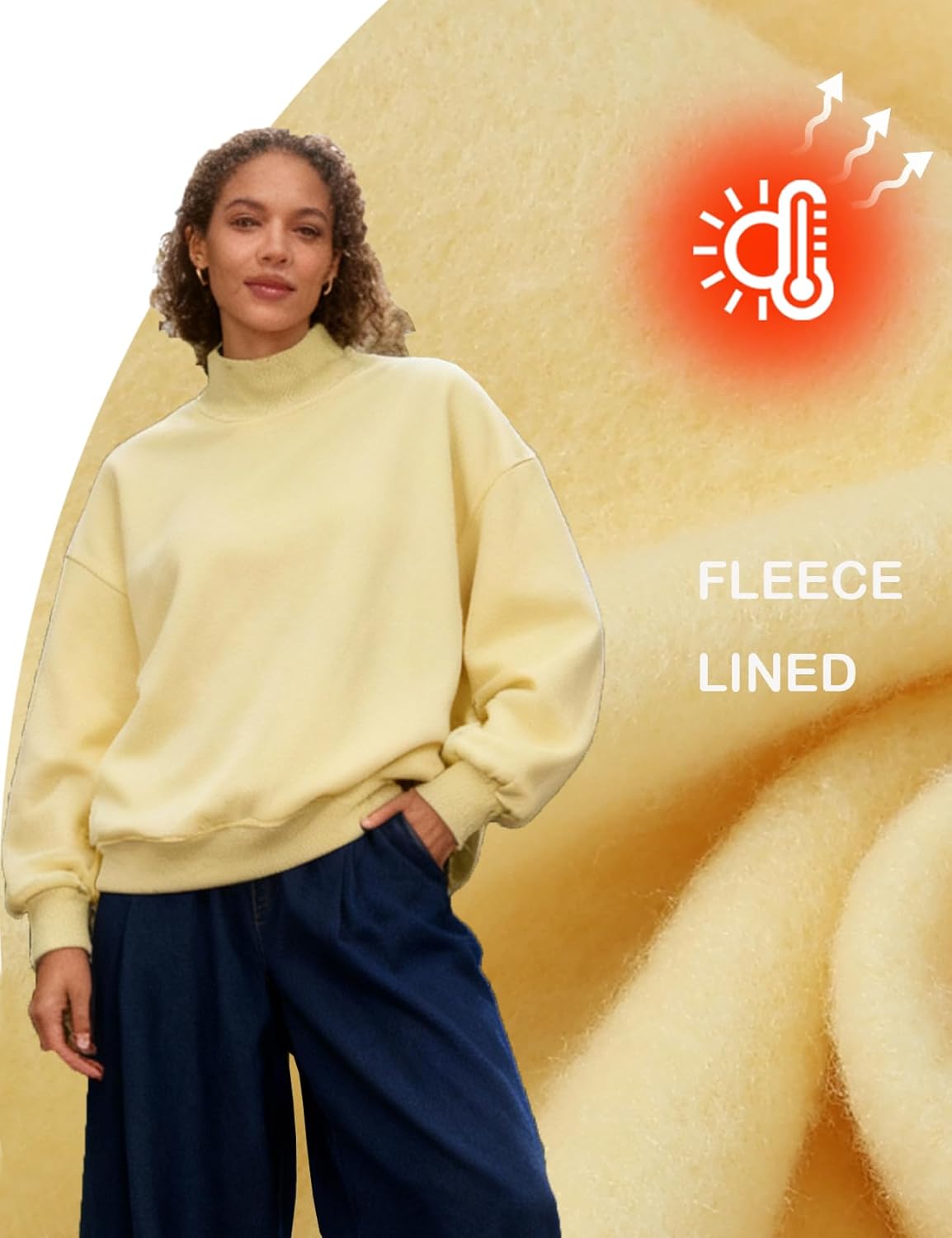 Yimoon Mock Neck Sweatshirt Women Oversized Turtleneck Sweatshirts Fleece Lined Pullover Trendy Outfit - Image 5