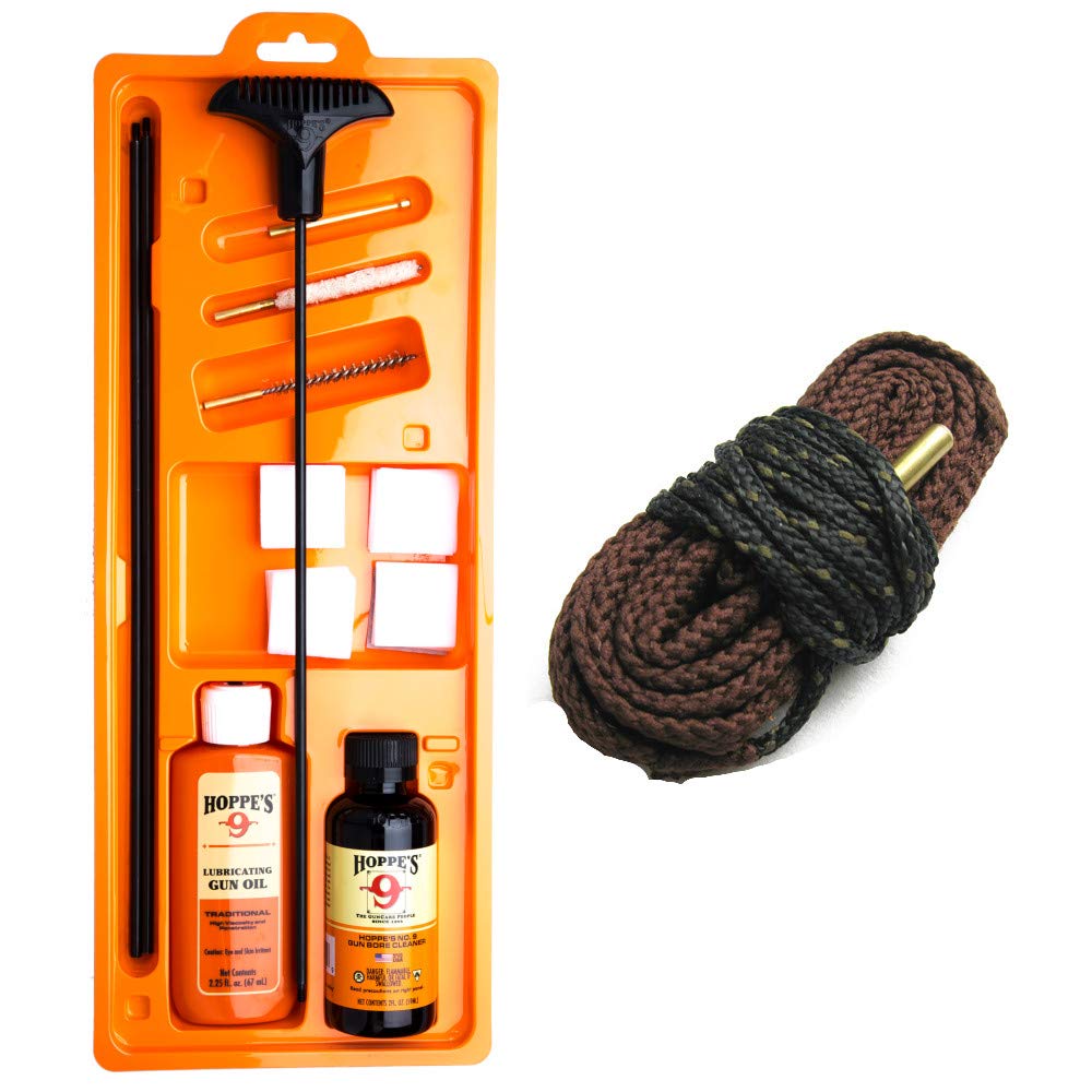 Westlake Market 17 Caliber Gun Cleaning Kit Plus Snake - Hoppes Deluxe Kit with Snake, Bronze Brush, Lube & More - A-1620