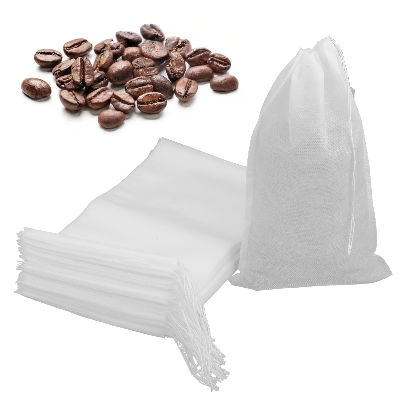 50 Pcs Cold Brew Bags Disposable Coffee Filter Bag 6x10 Inch Cold Brew Bag No Mess Tea Filter-Bags for Iced Coffee Hot Tea Spice Fine Mesh Brewing Bags with Drawstring