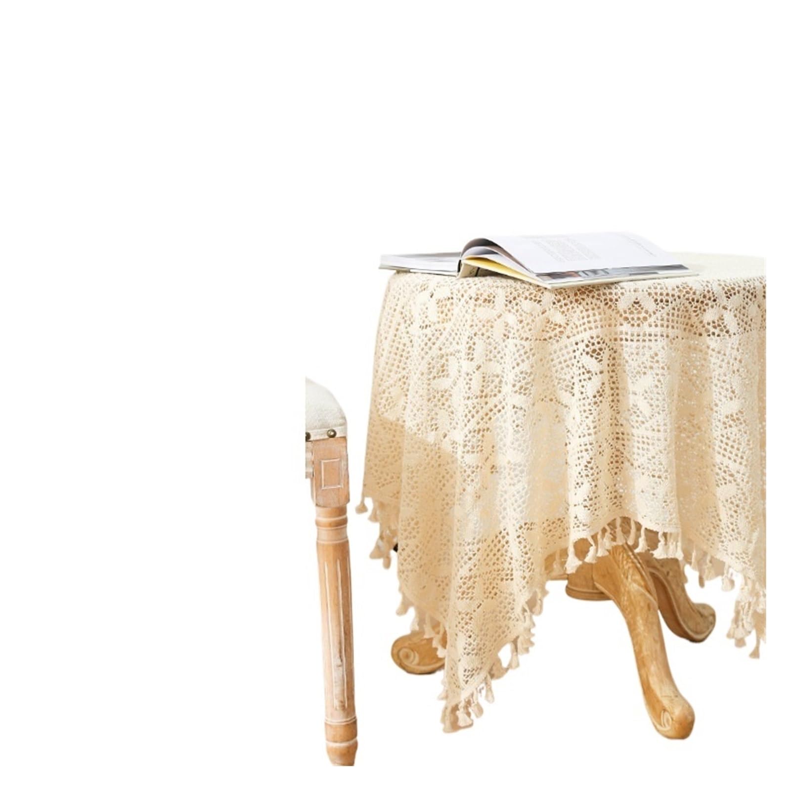 VIOLDHHJK Lace Tablecloth Vintage Handmade Crochet Tablecloth Macrame Lace Table Cloth Covers Rectangle For Kitchen Dinning Tabletop Party(Color 3,1Pc 100x140cm)