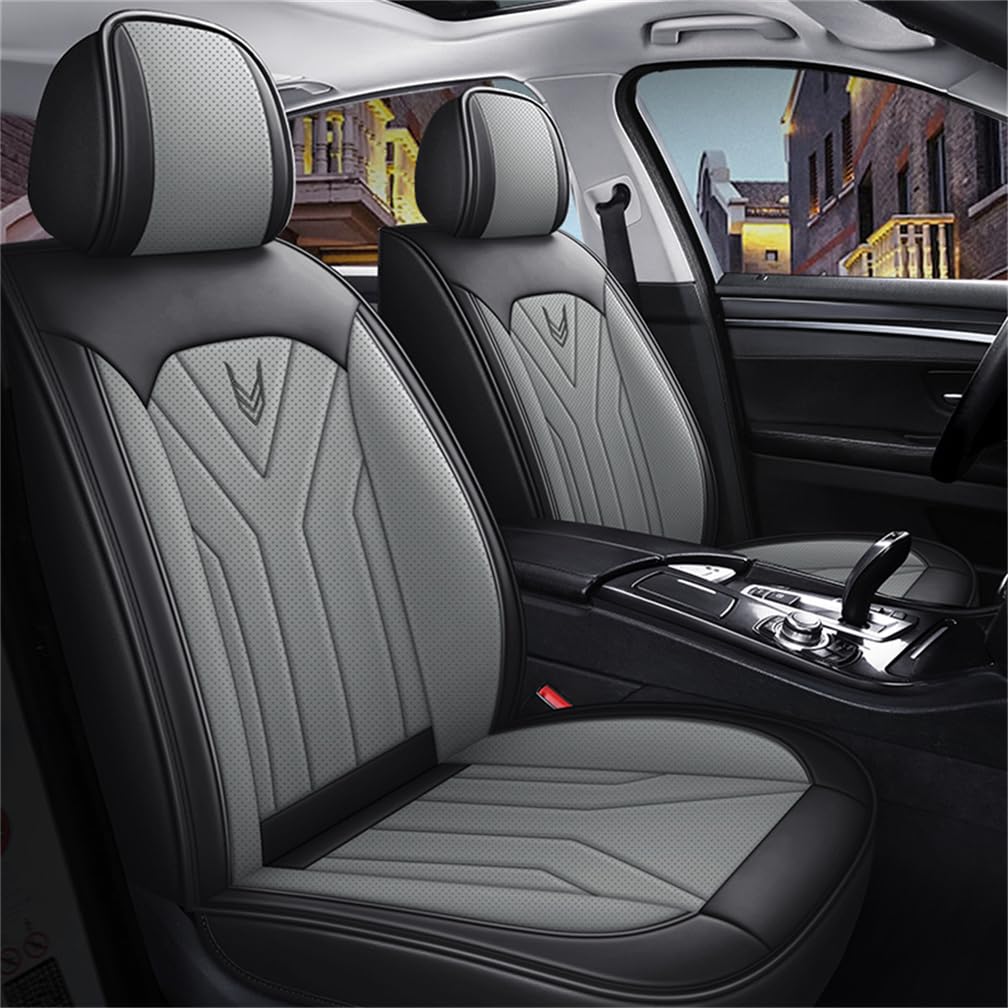 IBCEL Upgraded PU Leather Seat Covers (Black Grey, 5 Seats)