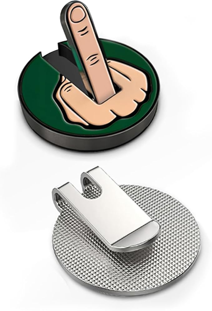 newhsy UoQo Golf Ball Markers Hat Clip MiddleFinger Salute