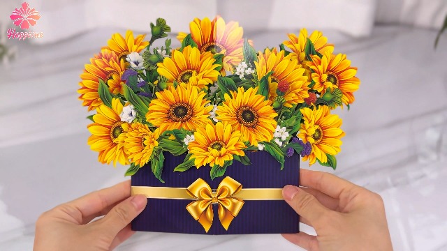 3D Pop Up Flower Bouquet Greeting Card, Birthday Card, Thank You - View #5